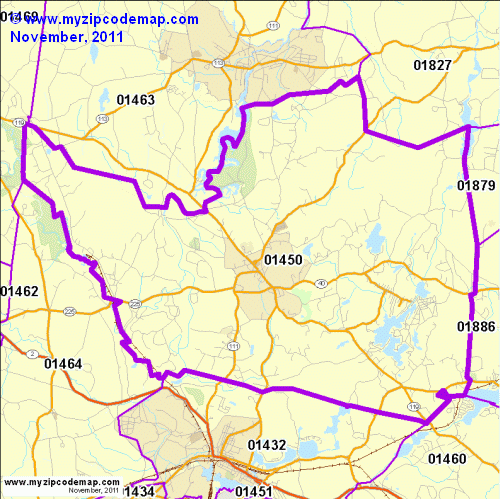 map of 01450
