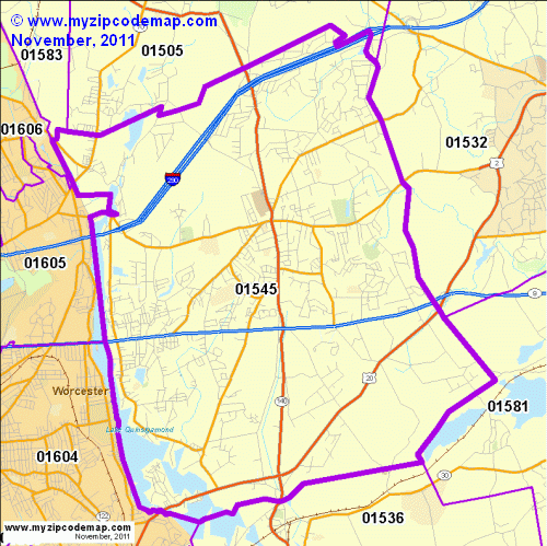 map of 01545