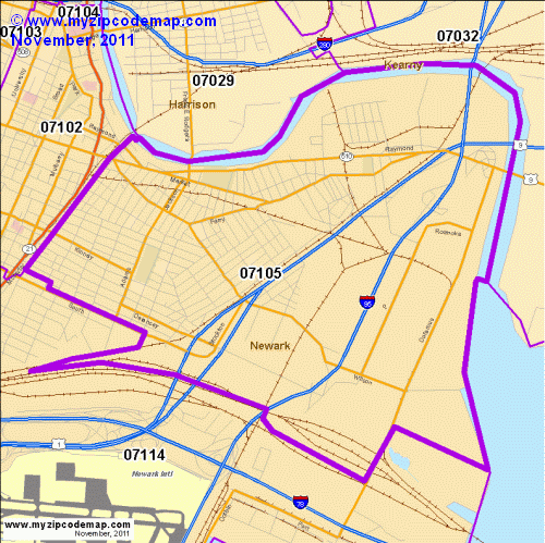 map of 07105