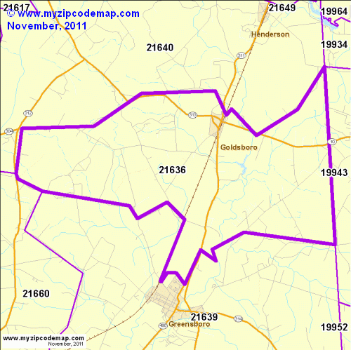 map of 21636