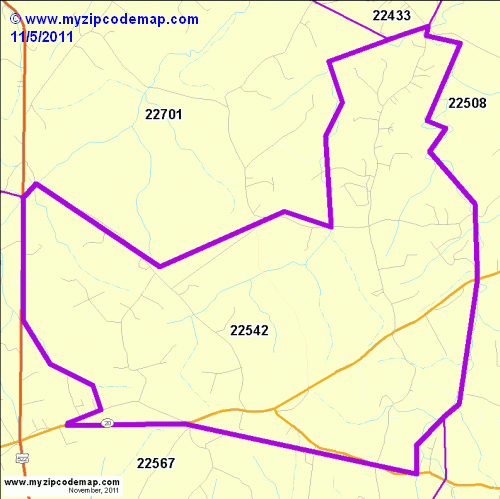 map of 22542