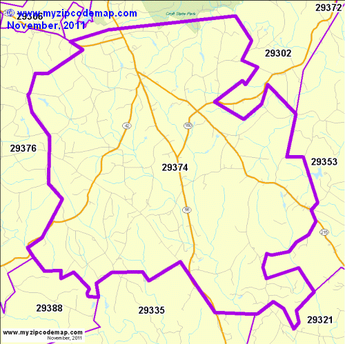 map of 29374