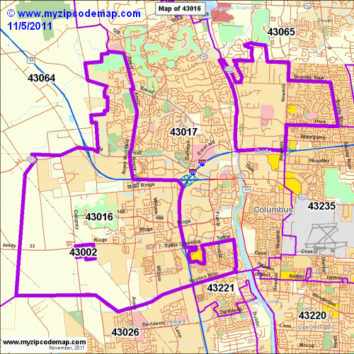 map of 43016