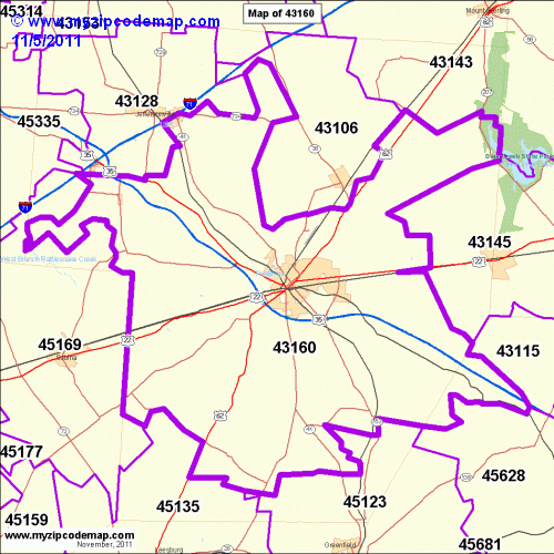 map of 43160