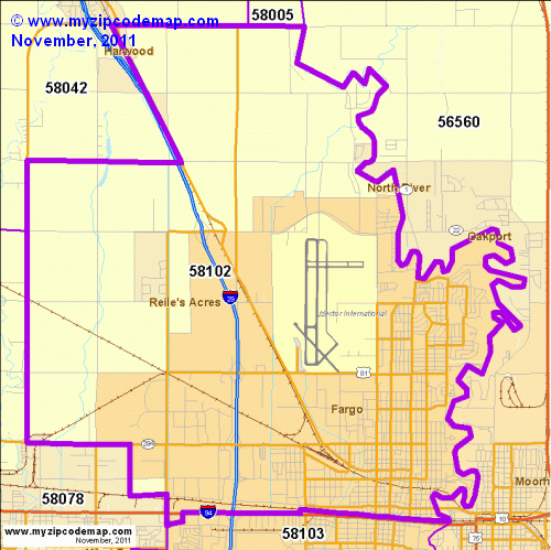 map of 58102
