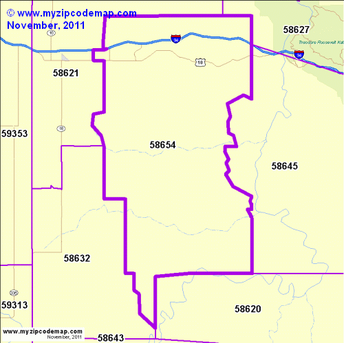 map of 58654