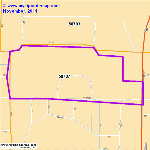 map of 58707