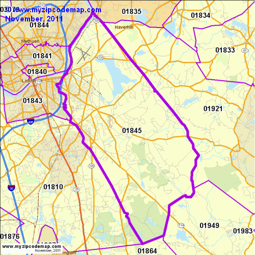 map of 01845