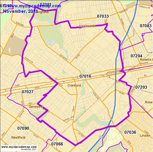 map of 07016