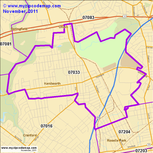 map of 07033