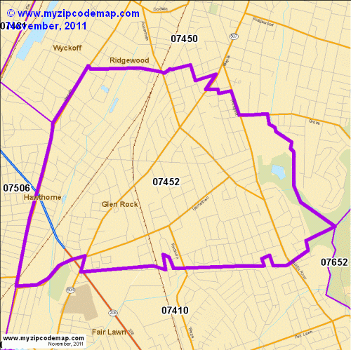 map of 07452