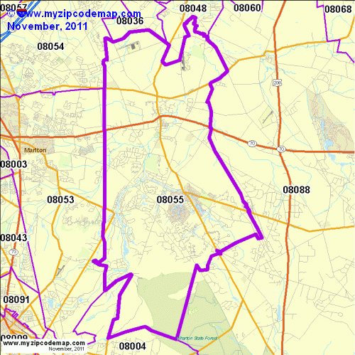 map of 08055