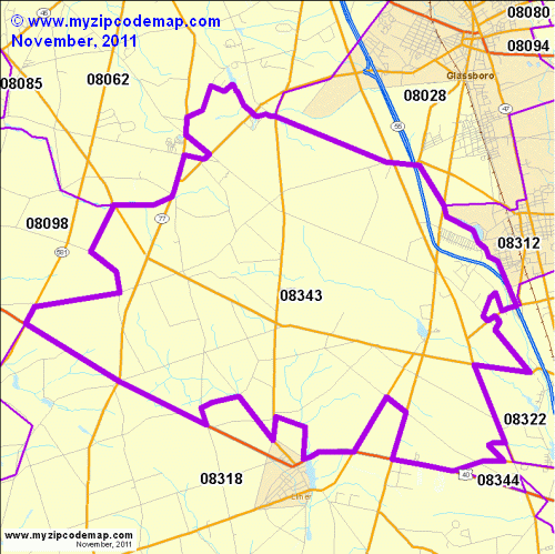 map of 08343