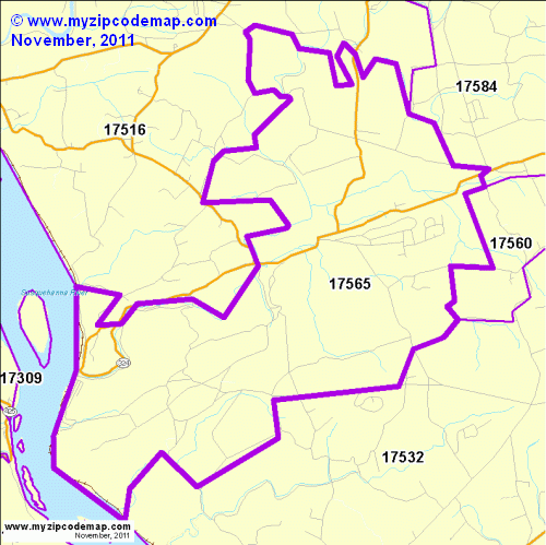 map of 17565