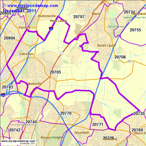 map of 20705