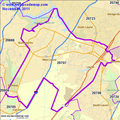 map of 20707