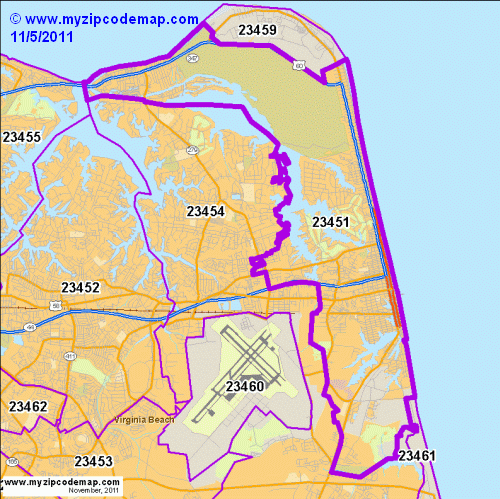 Zip Code Map of 23451 - Demographic profile, Residential, Housing ...