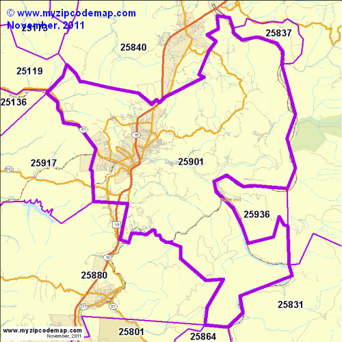 map of 25901
