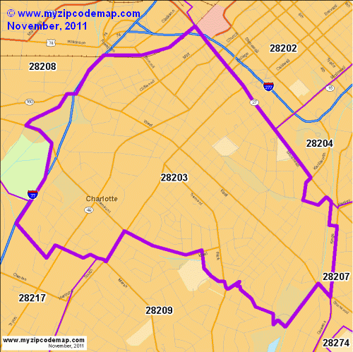 map of 28203