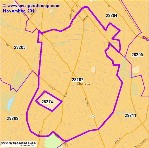 map of 28207