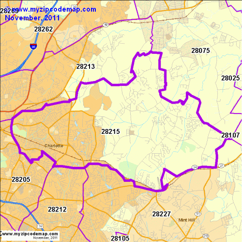 map of 28215