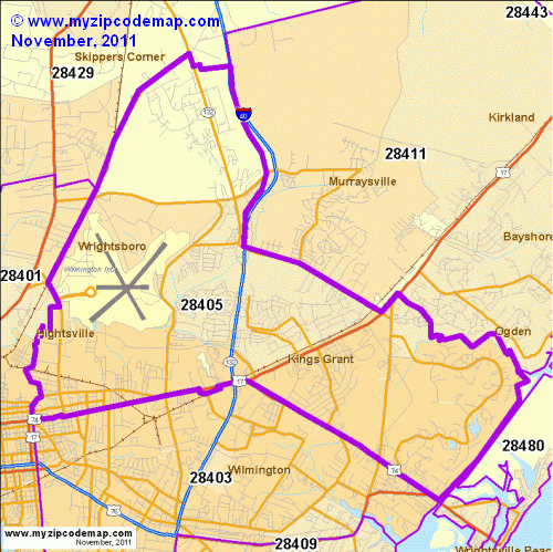 map of 28405