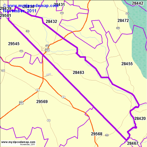 map of 28463