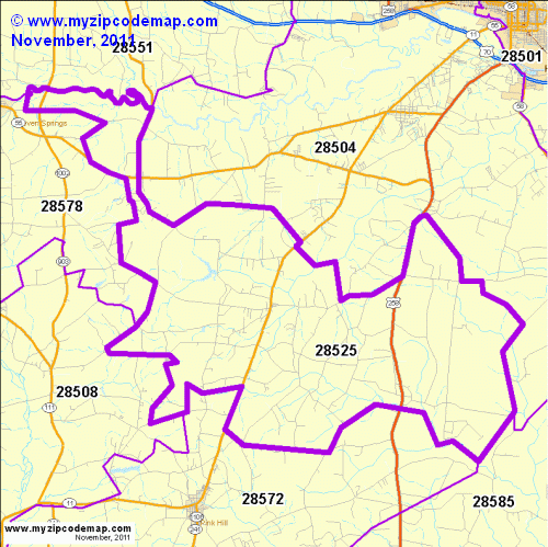 map of 28525