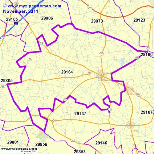 map of 29164