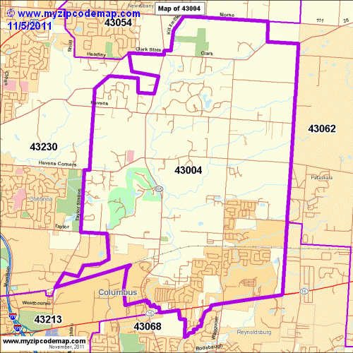 Zip Code Map of 43004 - Demographic profile, Residential, Housing ...