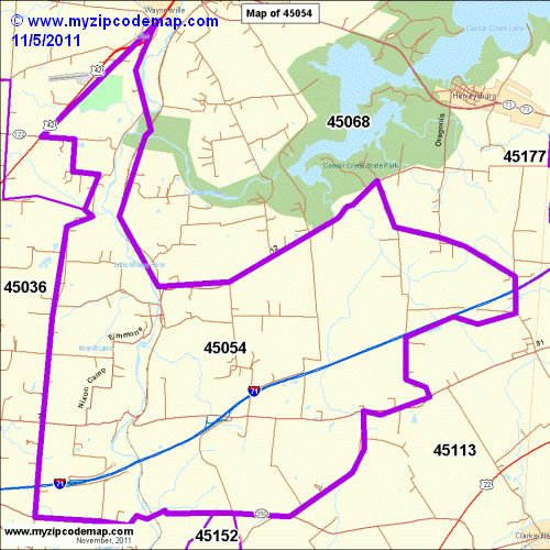 map of 45054