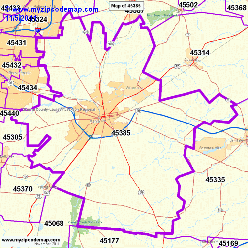 map of 45385
