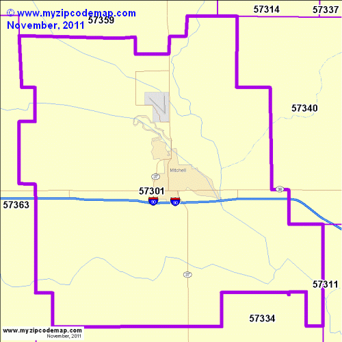 map of 57301