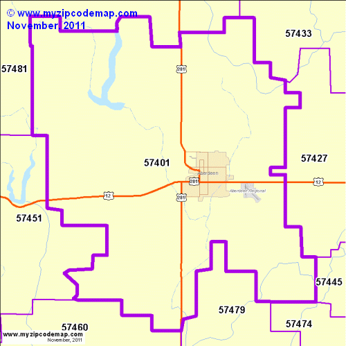 map of 57401
