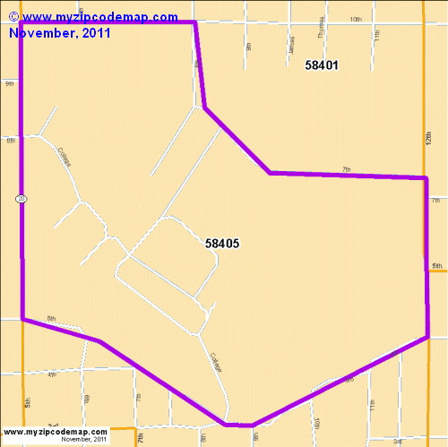 map of 58405