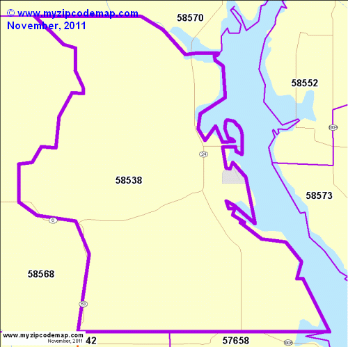 map of 58538