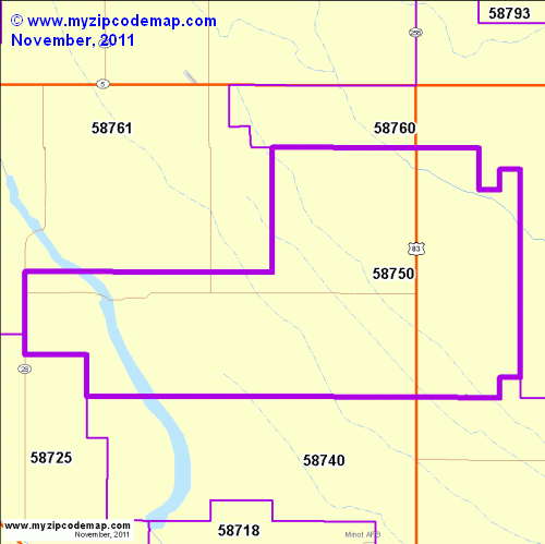 map of 58750
