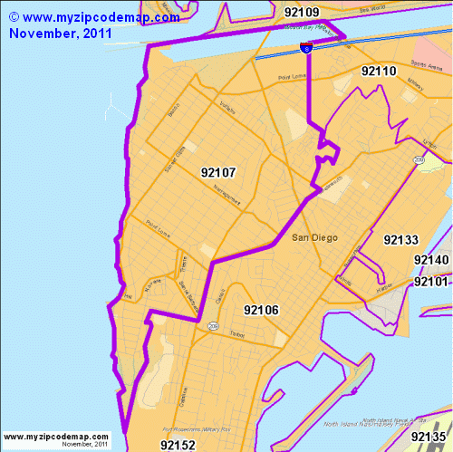 map of 92107