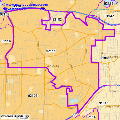 92103 Zip Code Map   92115 