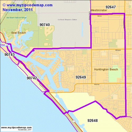 Zip Code Map Huntington Beach Ca - Map of world